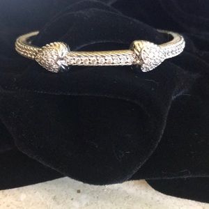 Judith RIPKA Sterling Diamonique 2 Heart Cuff
